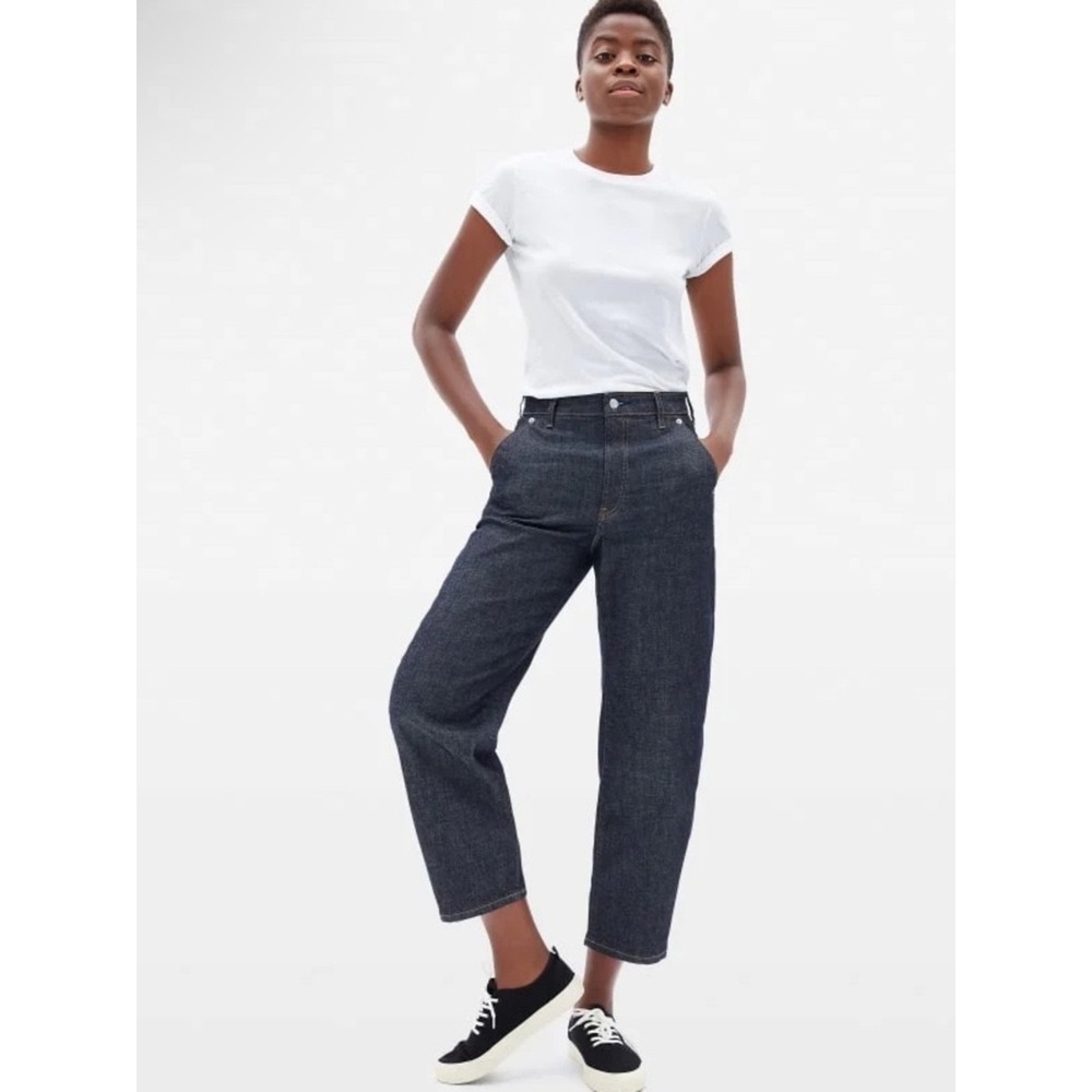 Everlane The Arc Jean 26 Dark Wash High Rise Curved Barrel Leg Denim Pants